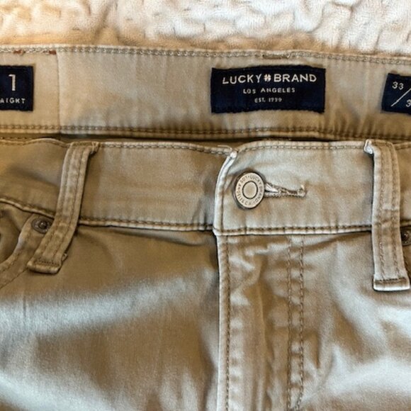 Lucky Brand 121 Slim Straight Stretch Pants Mens Size 33/32 - Light Khaki - Picture 3 of 3